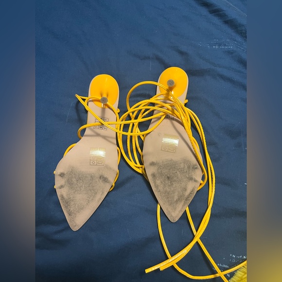 Simmi Strappy Mustard Yellow Heels - Picture 2 of 3